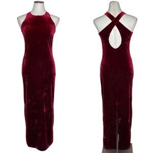 Laundry by Shelli Segal Burgundy Velvet Maxi Dress size 6